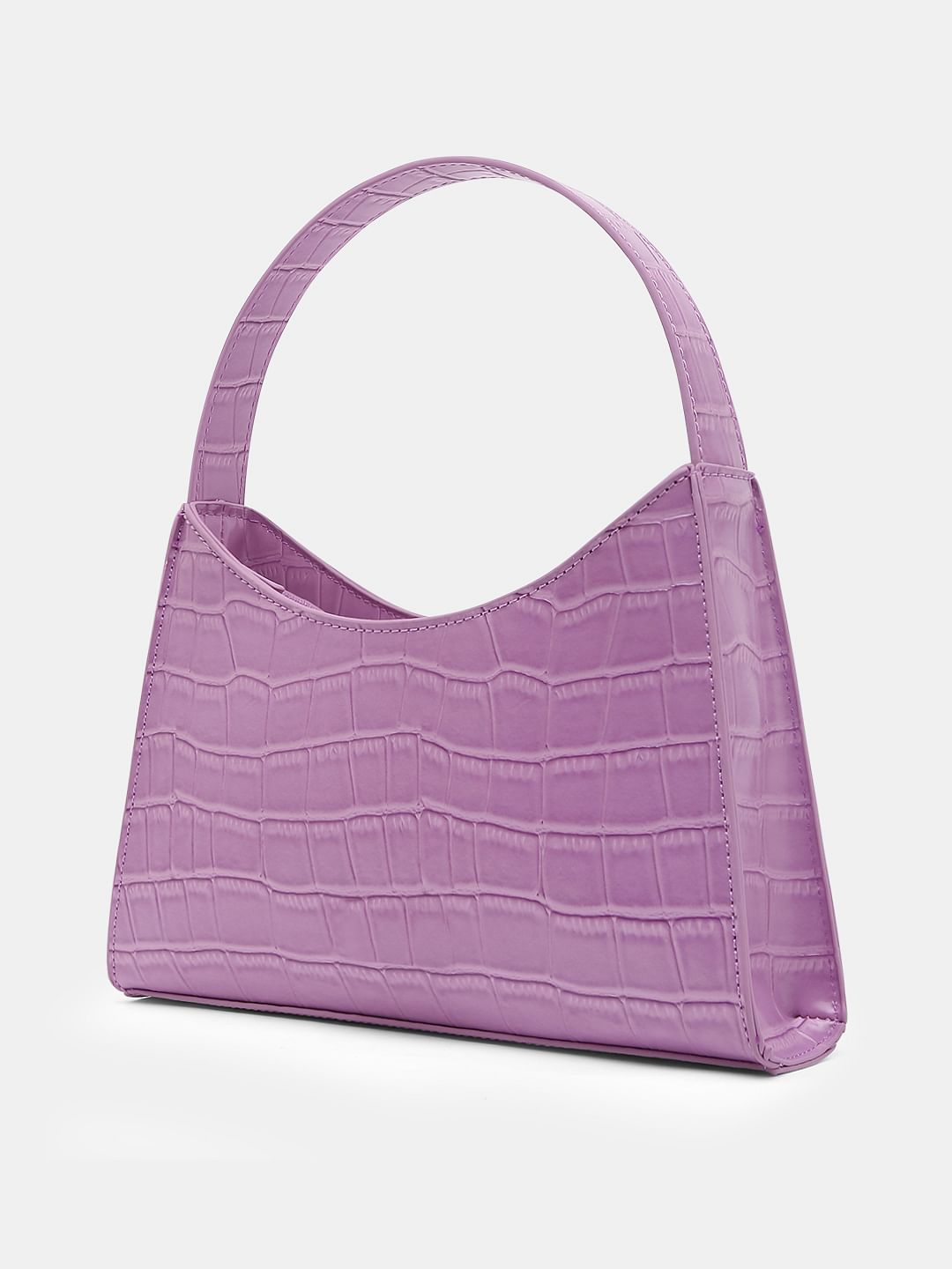 Purple Faux Leather Baguette Bag