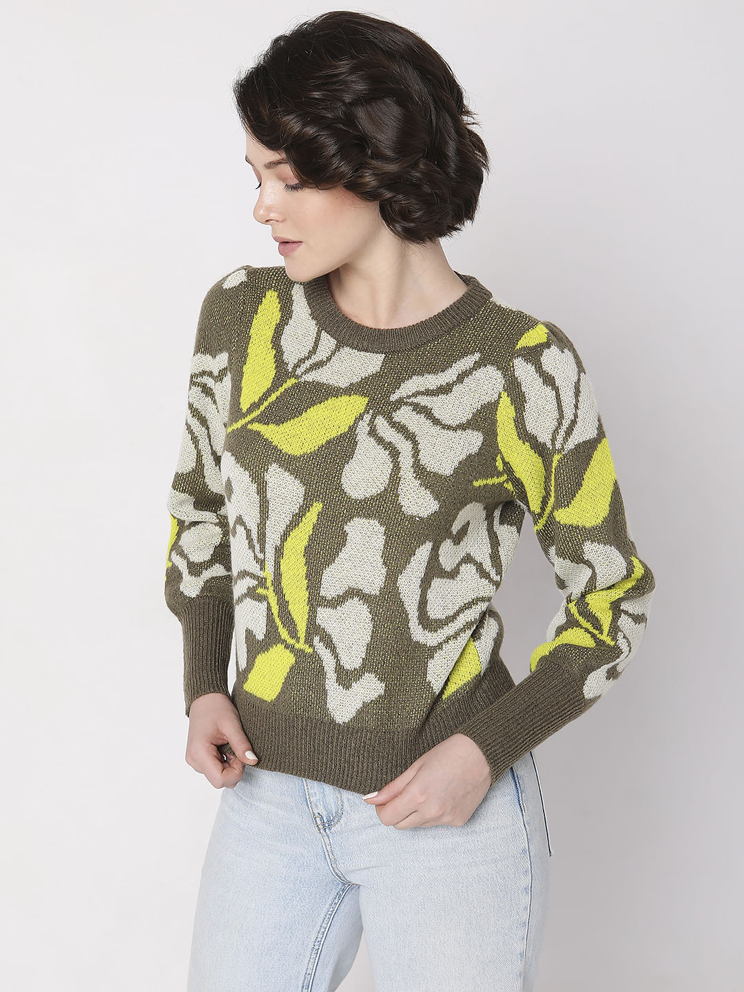 Green Printed Pullover