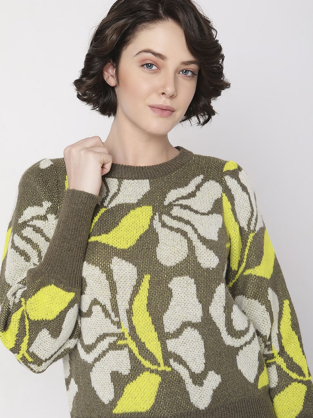 Green Printed Pullover