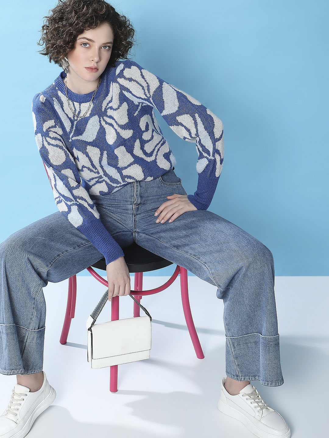 Blue Printed Pullover
