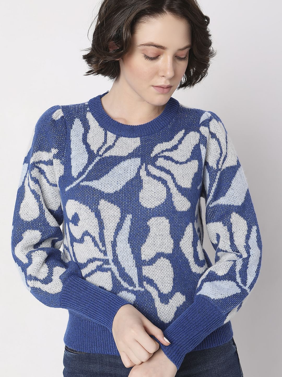 Blue Printed Pullover