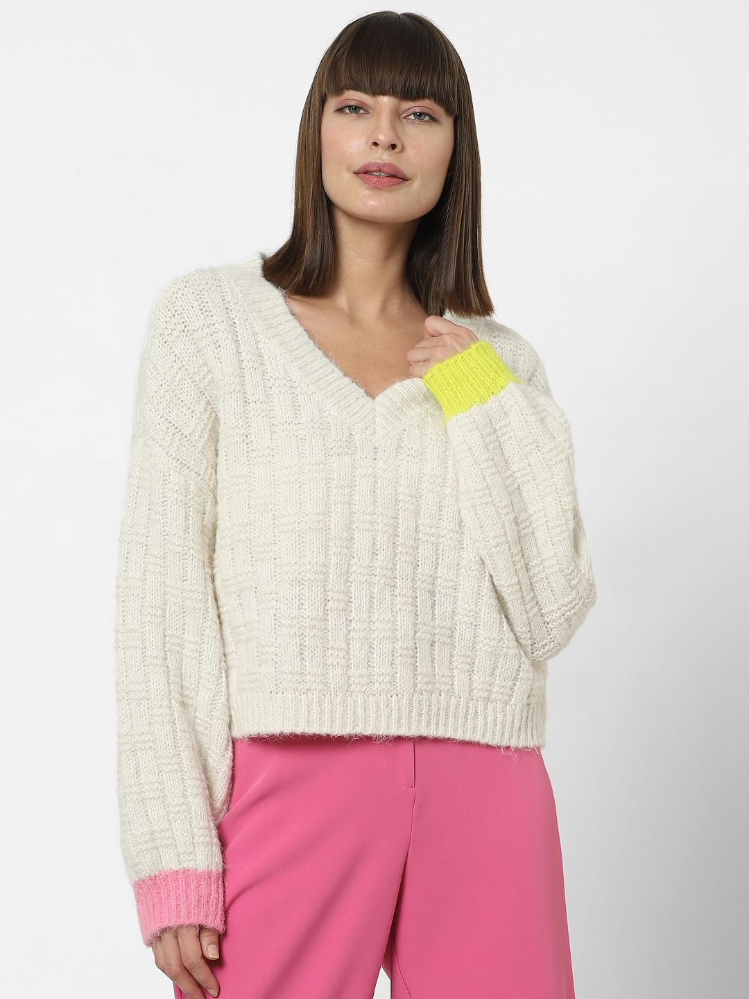 Off-White Ribbed Textured Pullover