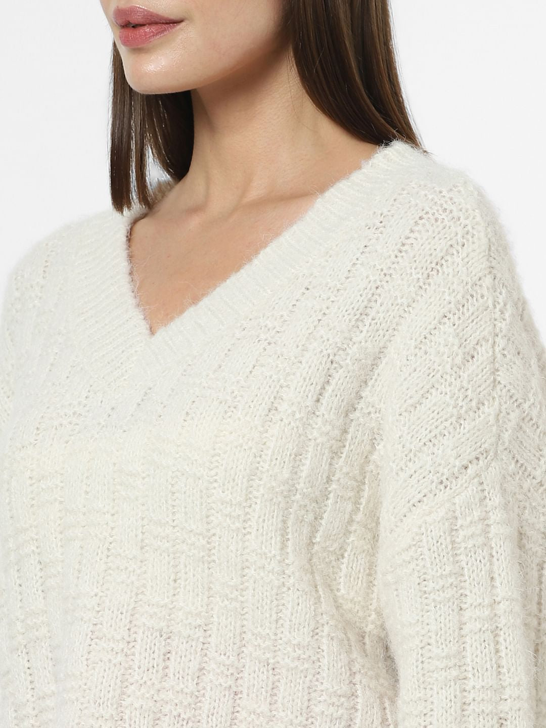 Off-White Ribbed Textured Pullover