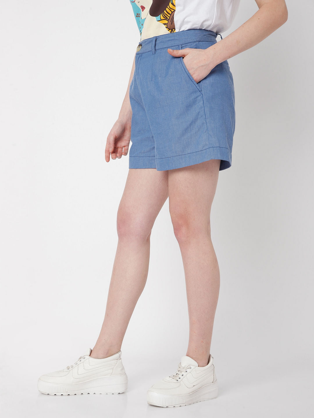 Blue Denim High Rise Co-Ord Shorts