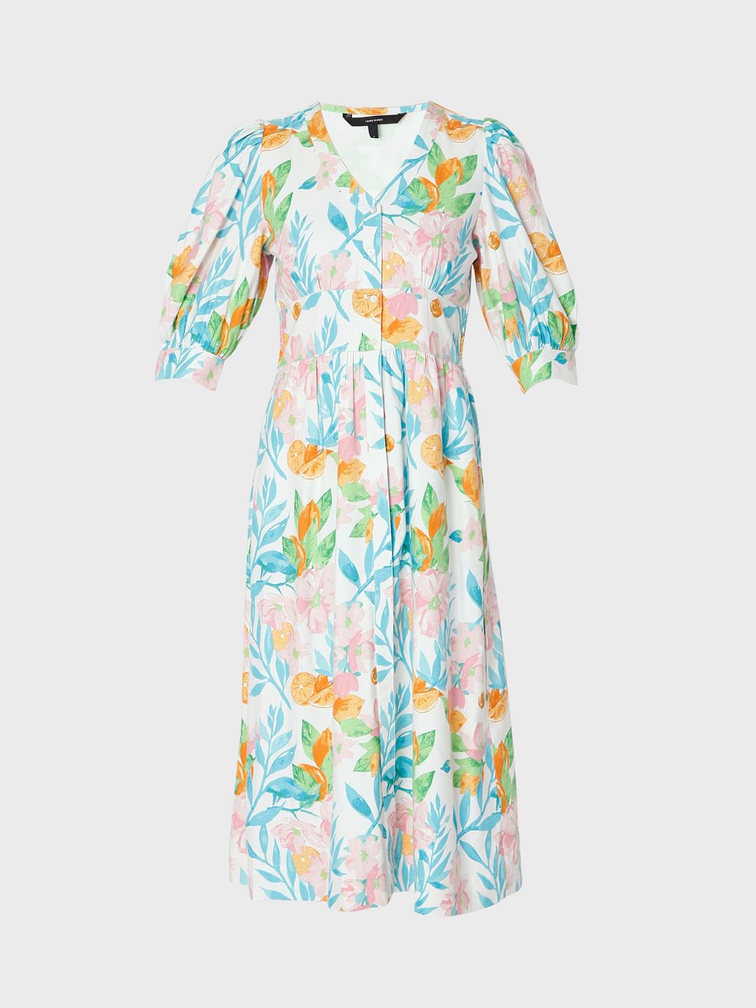 White Floral Midi Dress