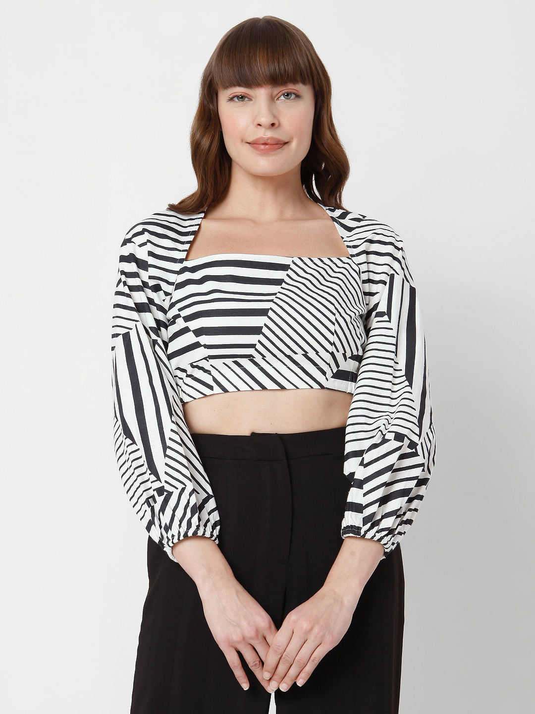 Black & White Printed Crop Top