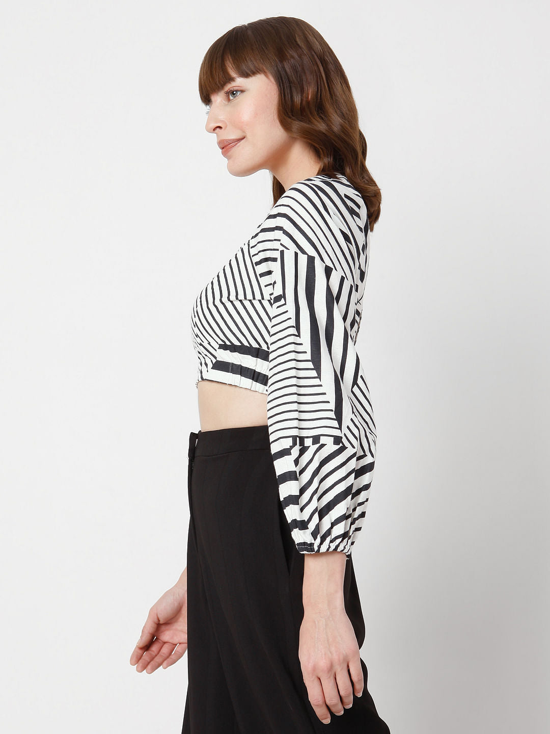 Black & White Printed Crop Top