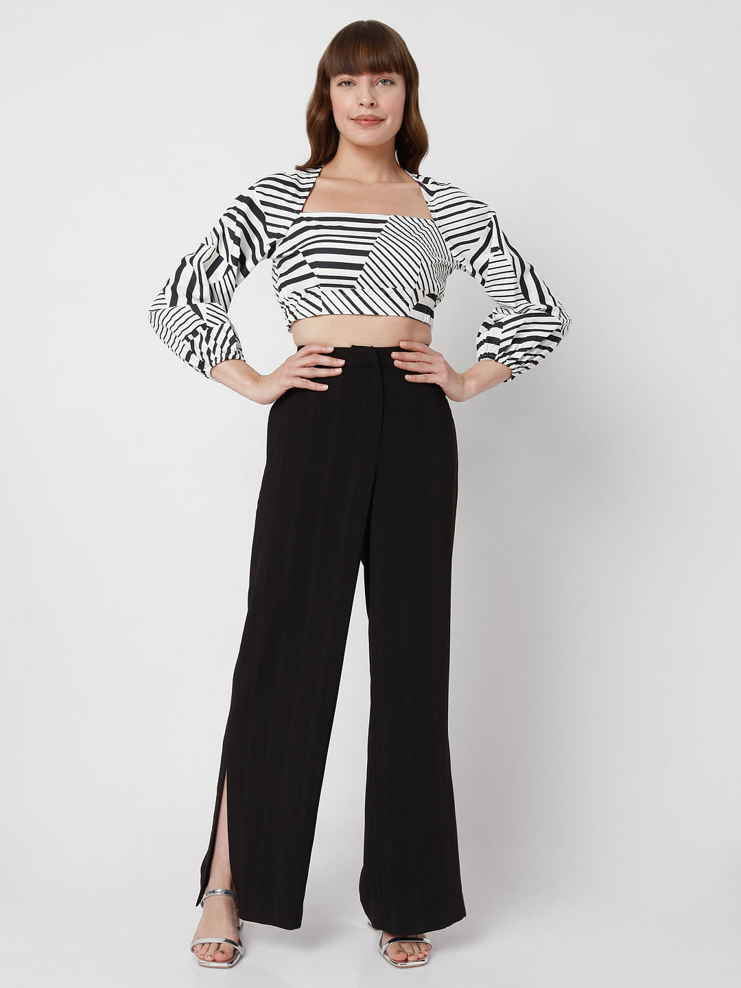 Black & White Printed Crop Top