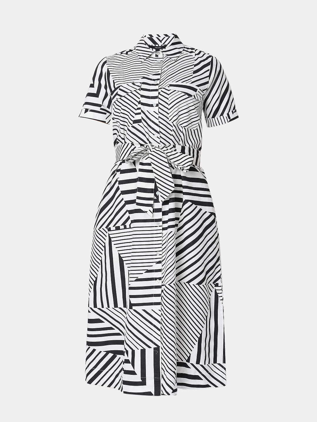 White Horizontal Stripe Dress