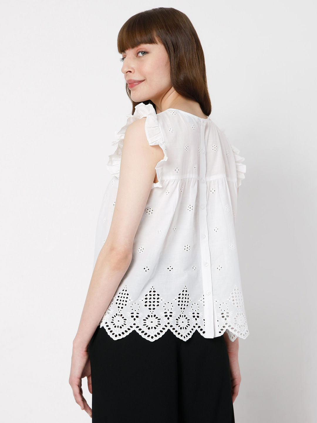 White Schiffli Top