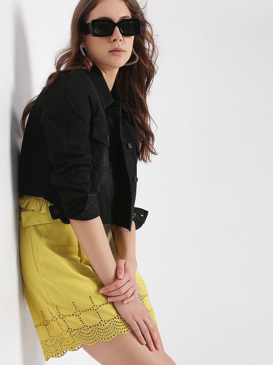 Black Cropped Denim Jacket