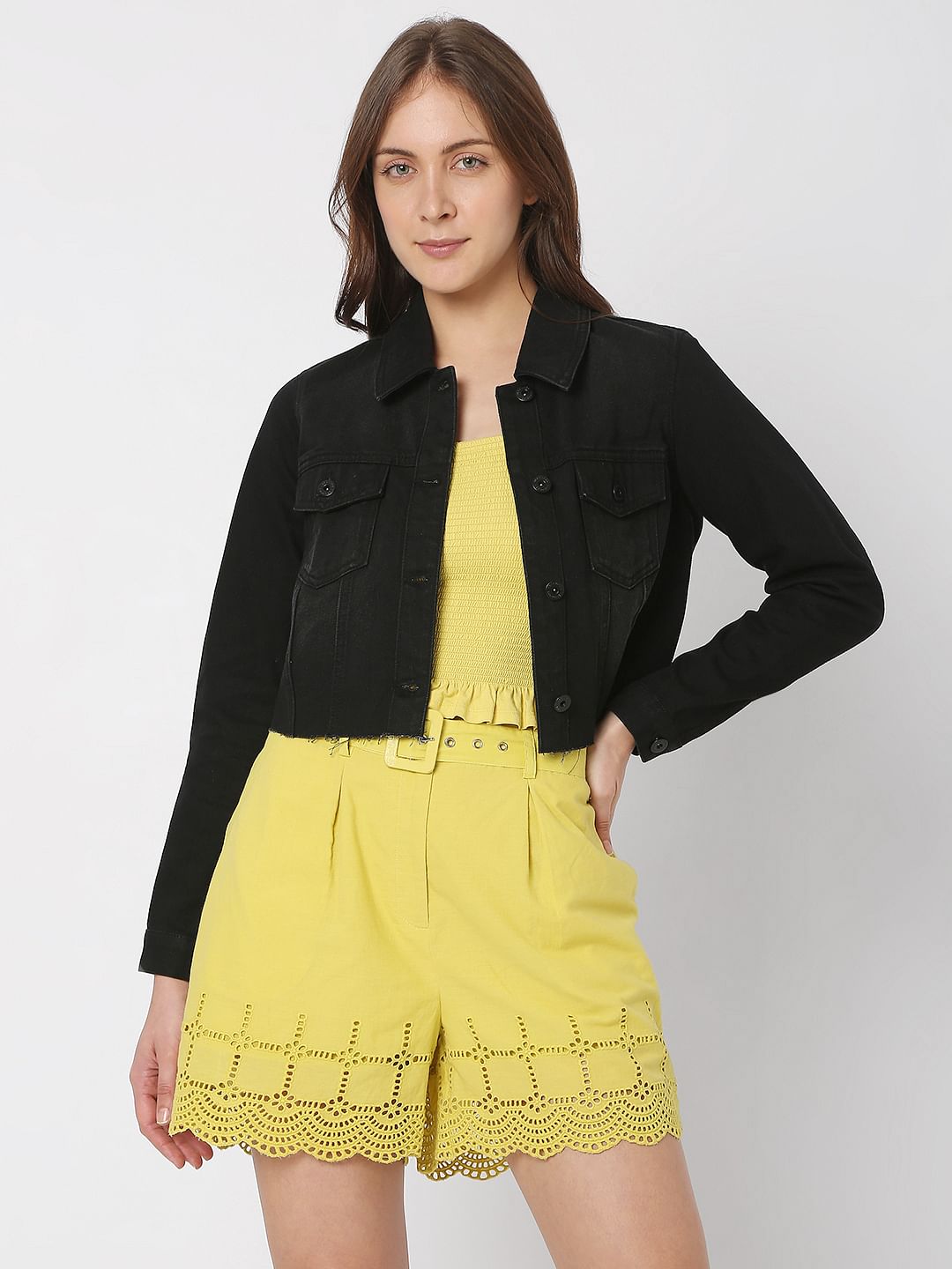 Black Cropped Denim Jacket