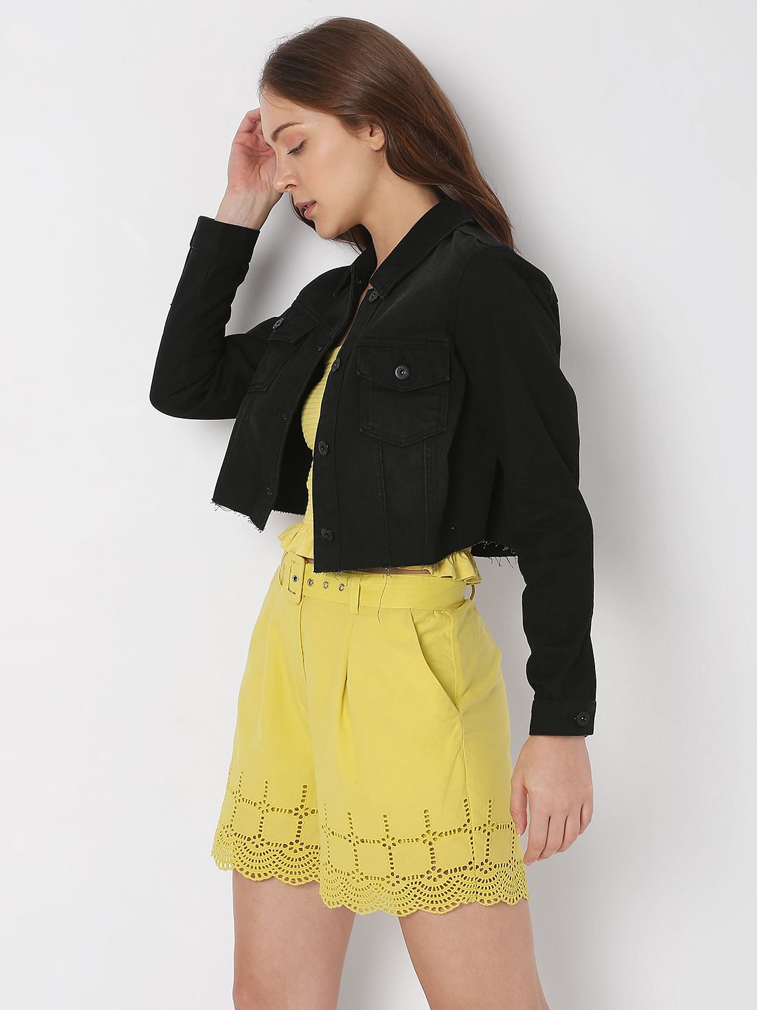 Black Cropped Denim Jacket