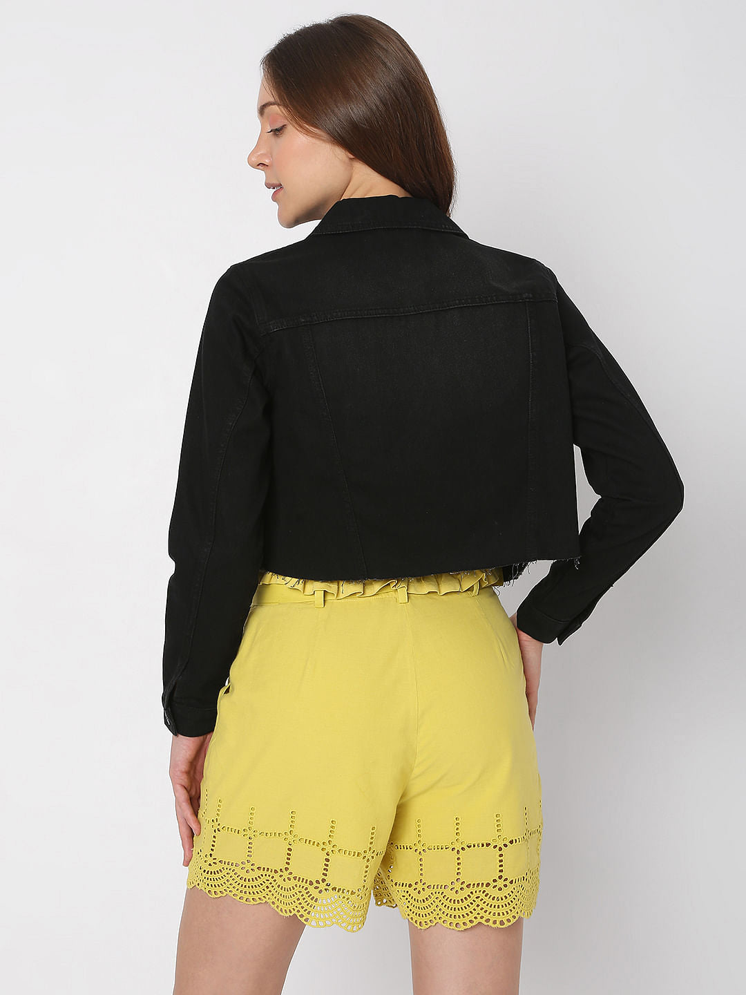 Black Cropped Denim Jacket