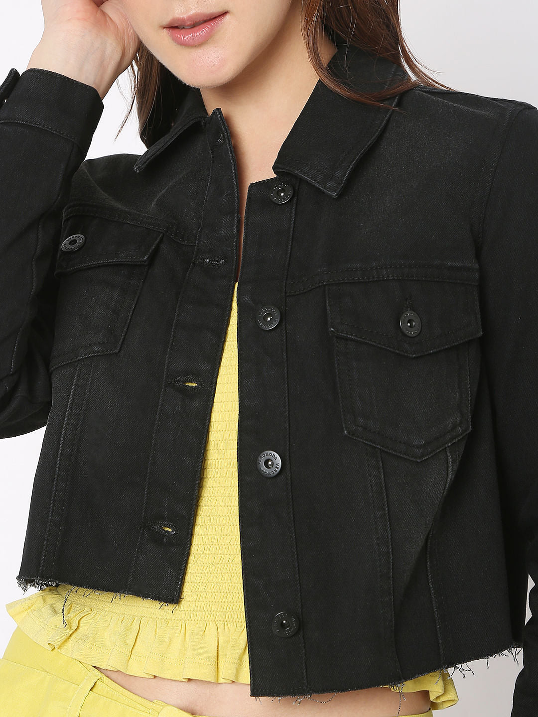 Black Cropped Denim Jacket
