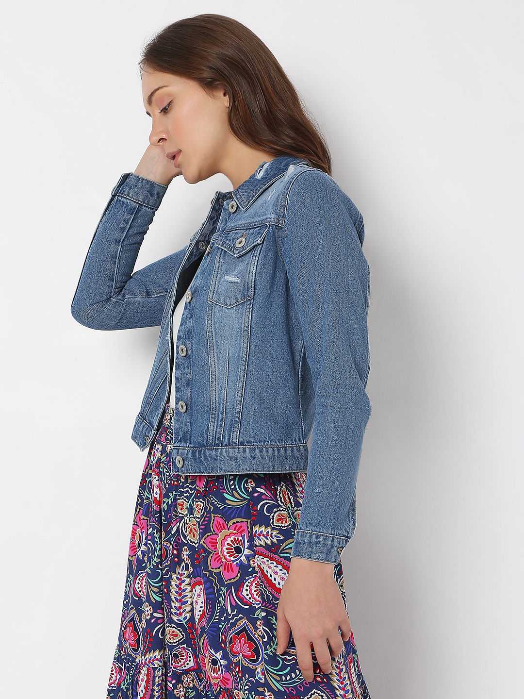 Blue Distressed Denim Jacket