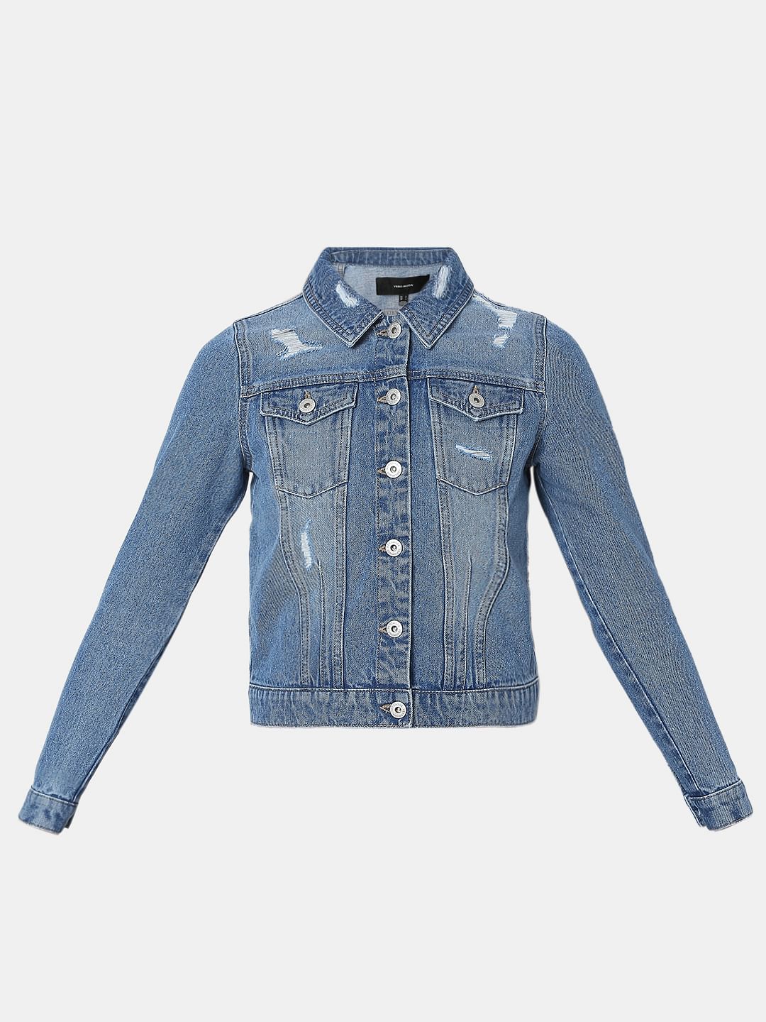 Blue Distressed Denim Jacket