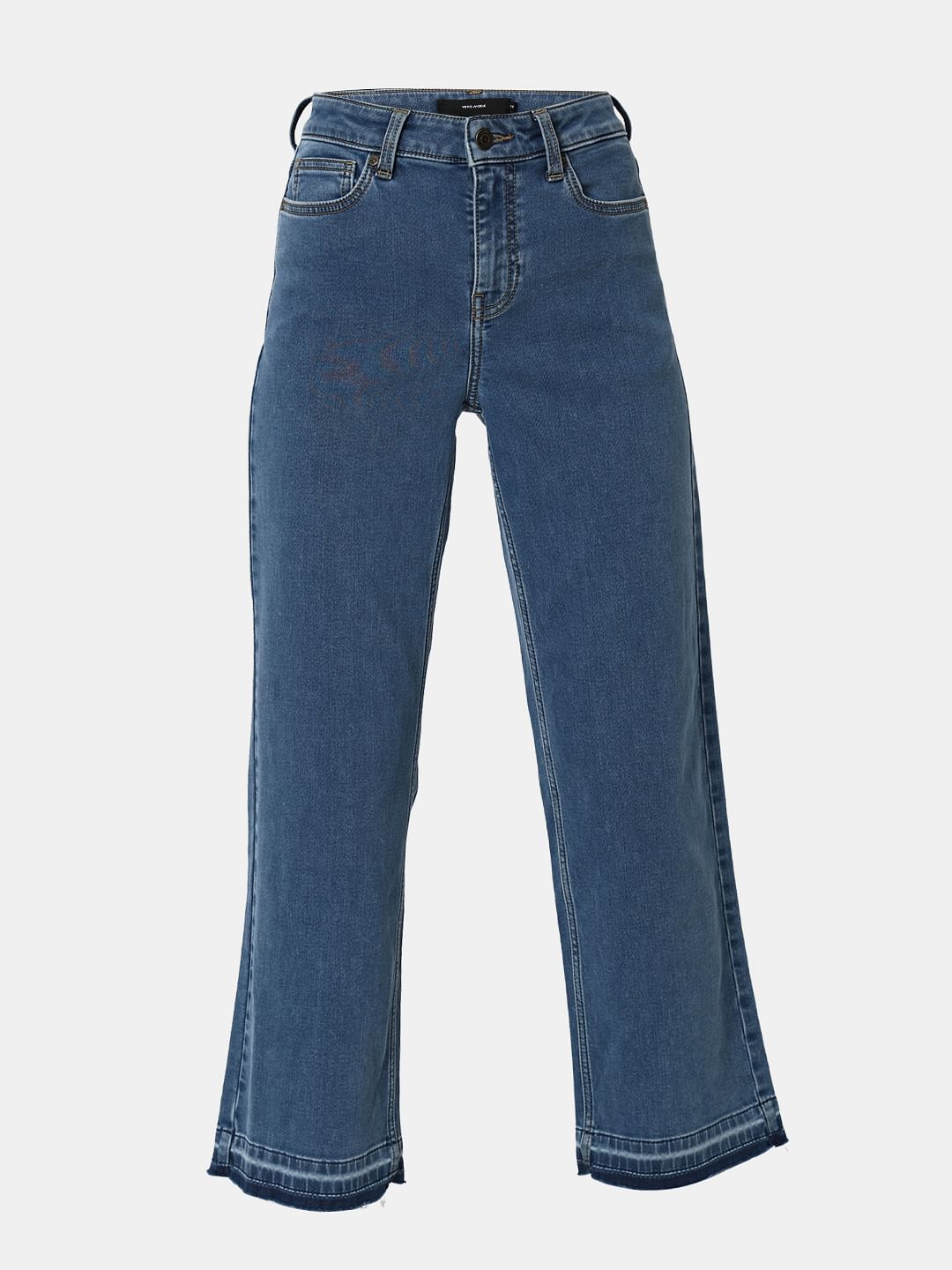 Blue High Rise Washed Jade Straight Fit Jeans