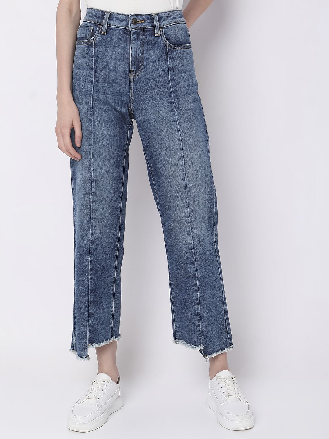 Blue High Rise Jade Straight Fit Jeans