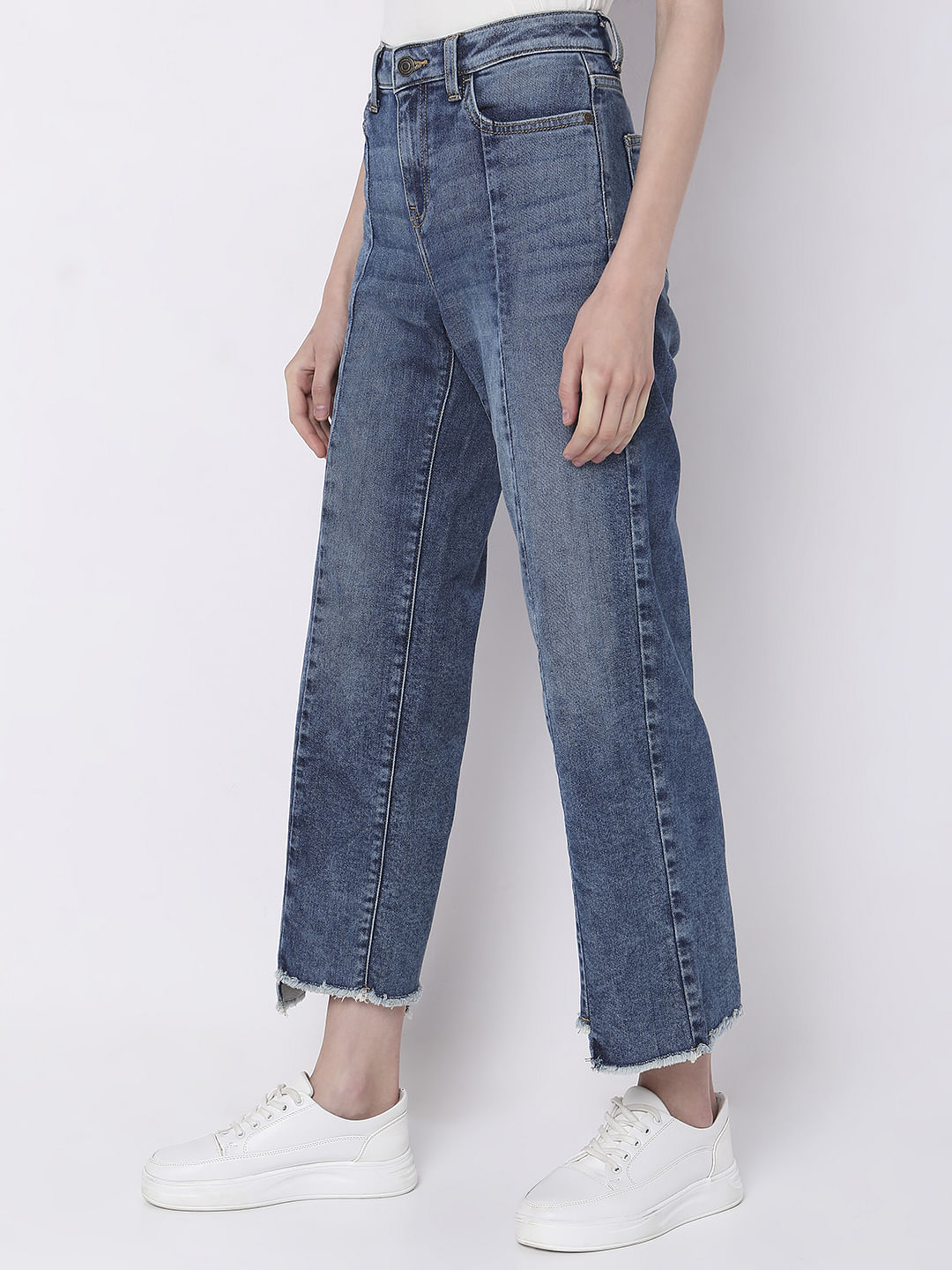 Blue High Rise Jade Straight Fit Jeans