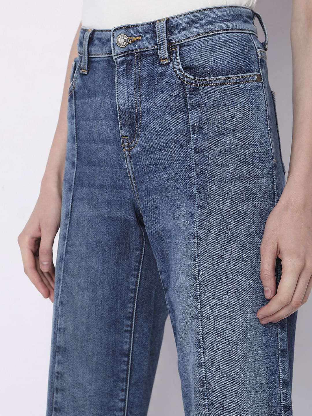 Blue High Rise Jade Straight Fit Jeans