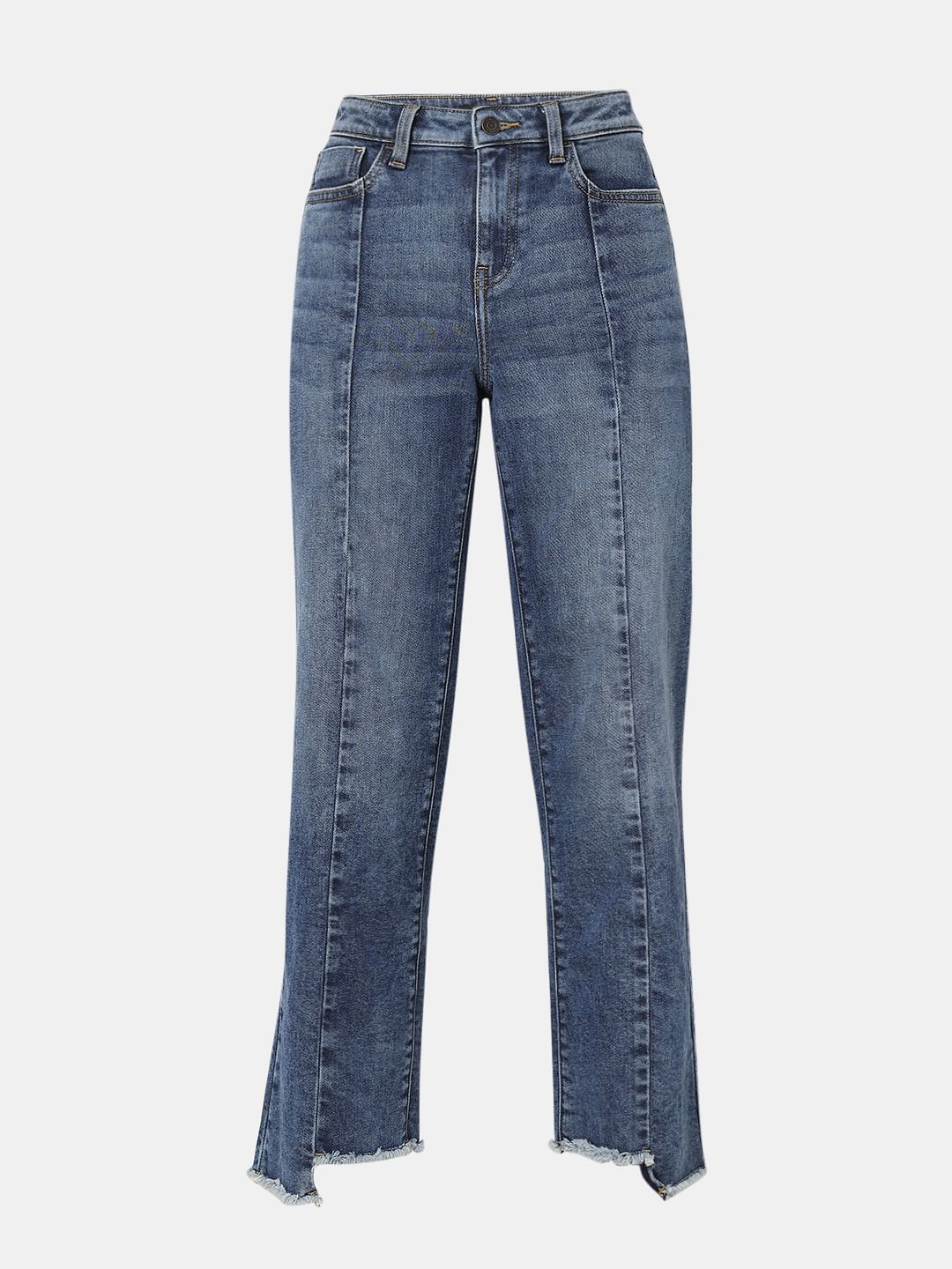 Blue High Rise Jade Straight Fit Jeans