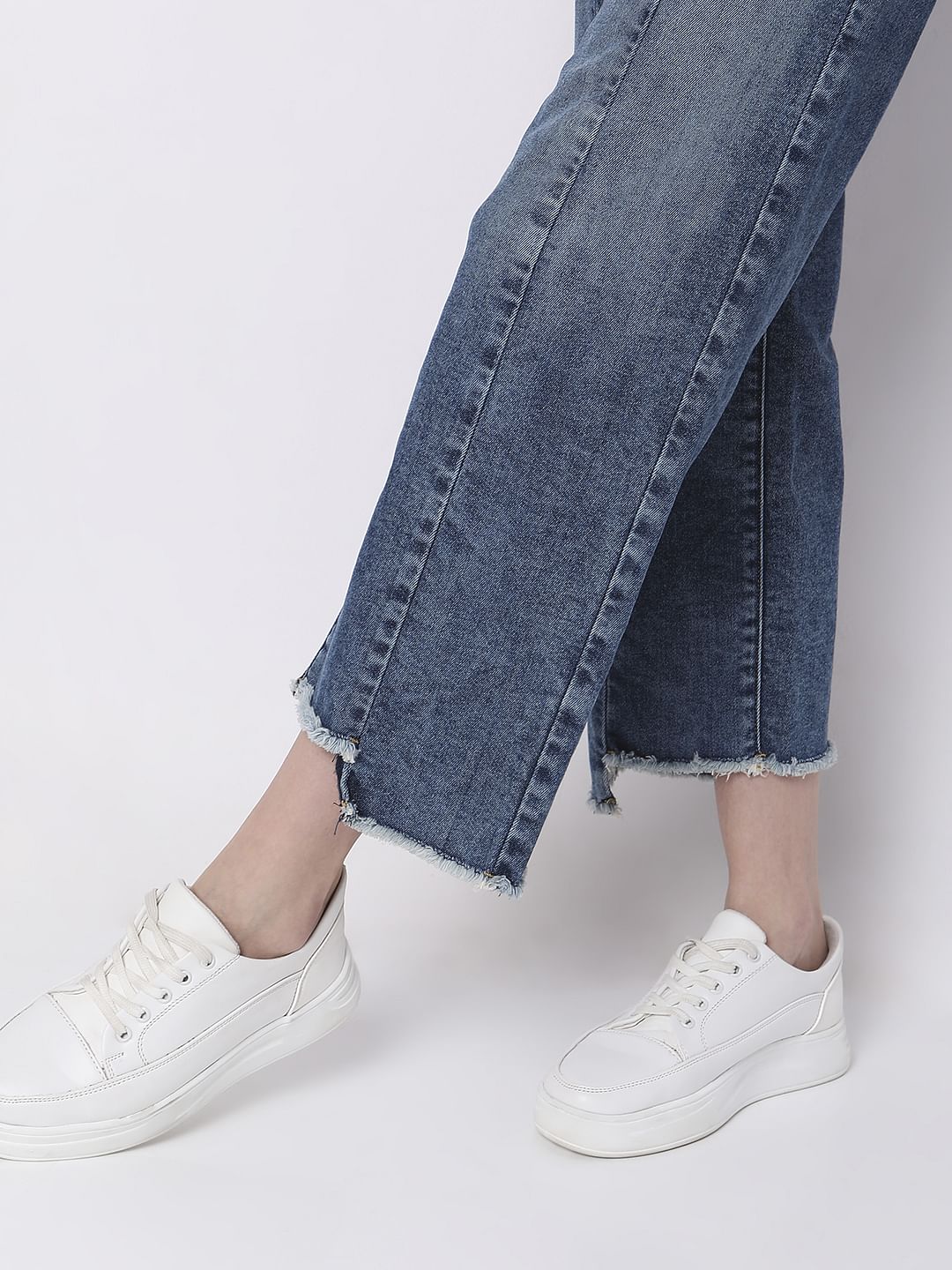 Blue High Rise Jade Straight Fit Jeans