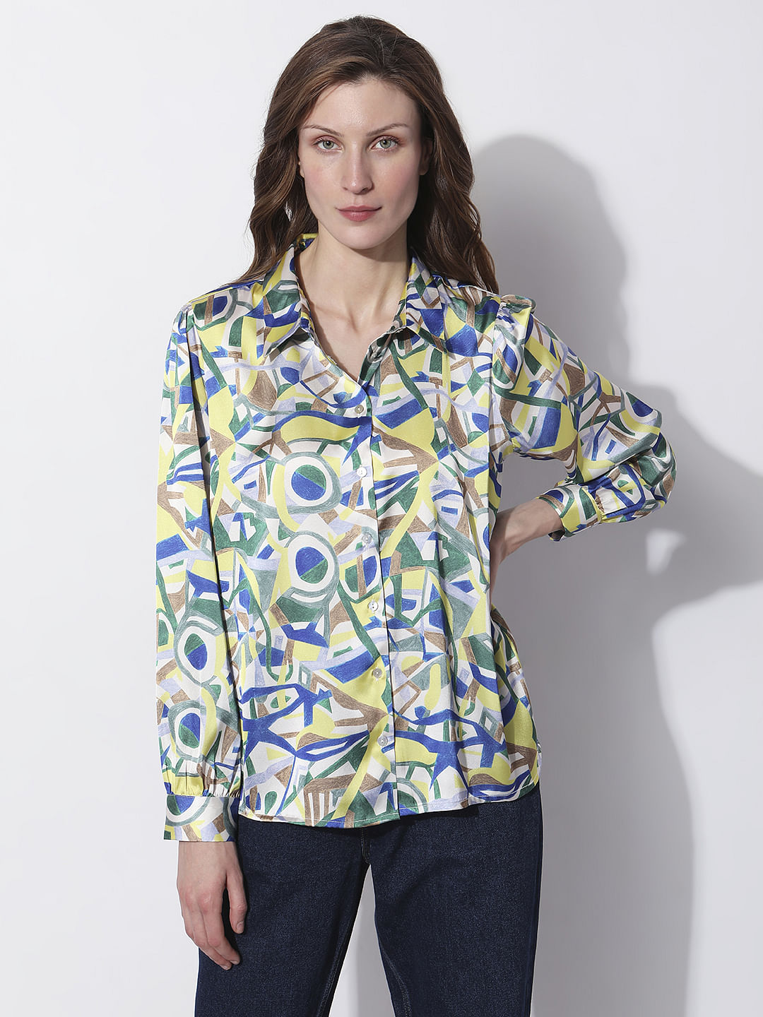 Brown Colourblocked Shirt