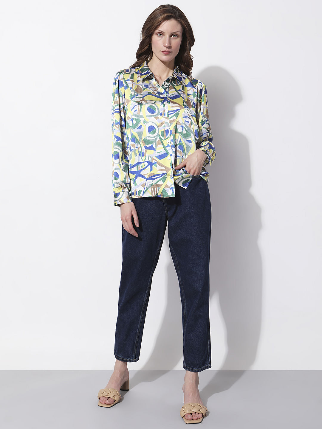 Brown Colourblocked Shirt