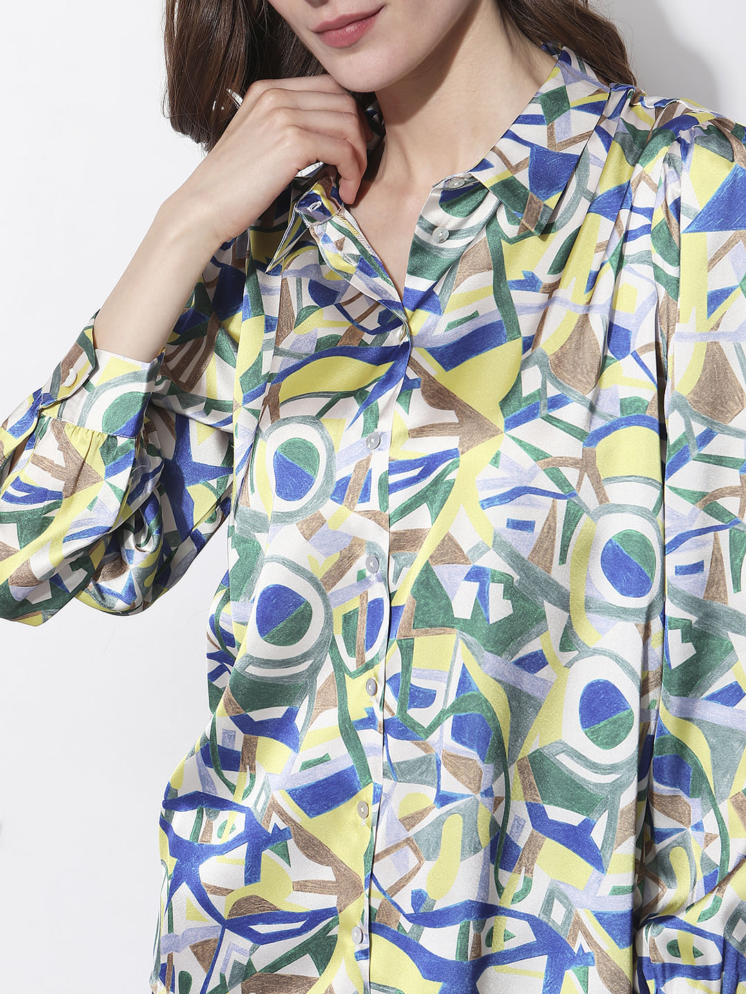 Brown Colourblocked Shirt