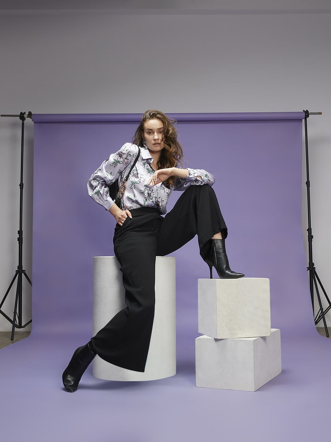 Purple Floral Print Shirt