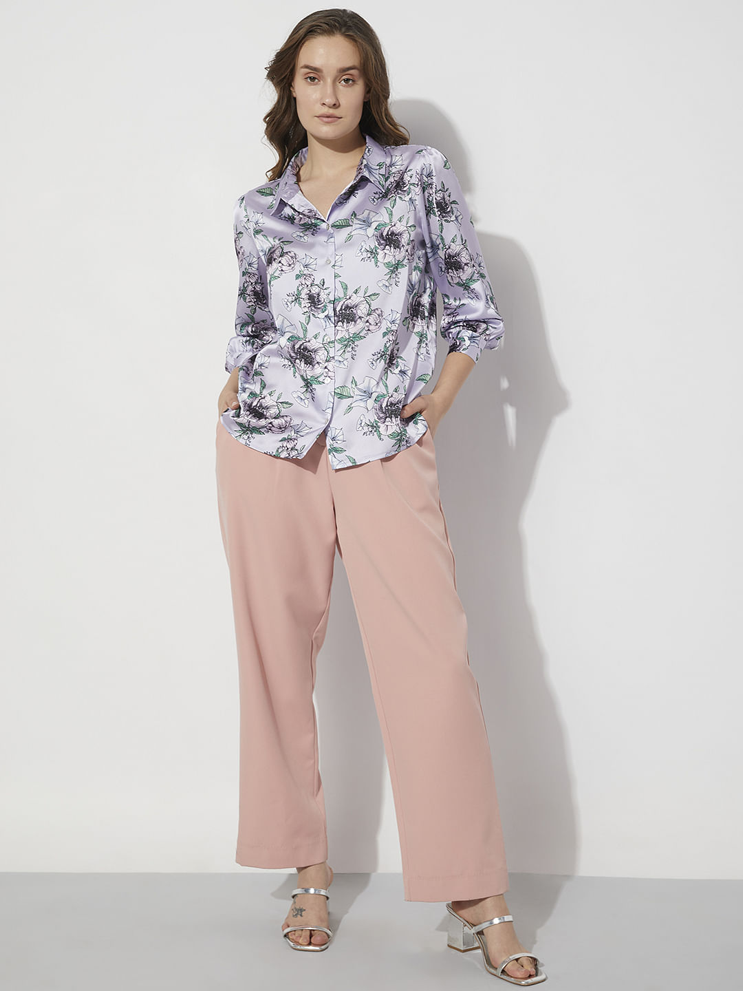 Purple Floral Print Shirt