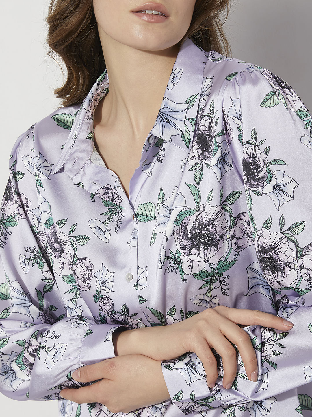 Purple Floral Print Shirt