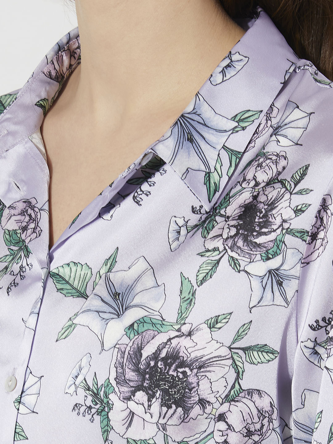 Purple Floral Print Shirt