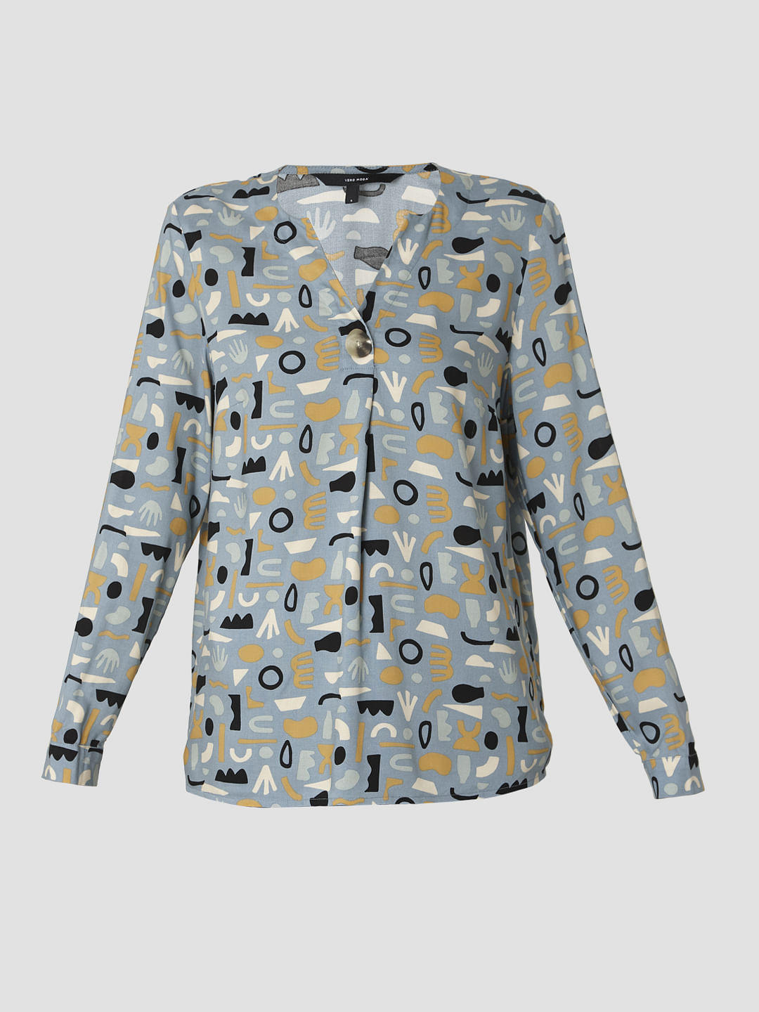 Blue Abstract Print Top