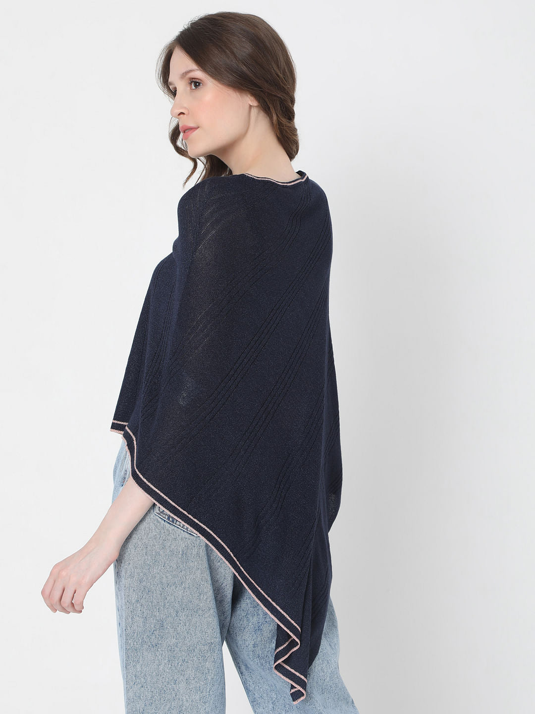 Navy Blue Asymmetric Poncho