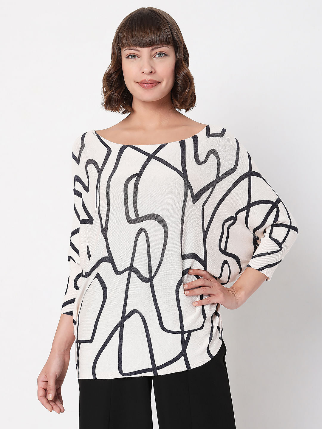 Light Pink Abstract Print Top