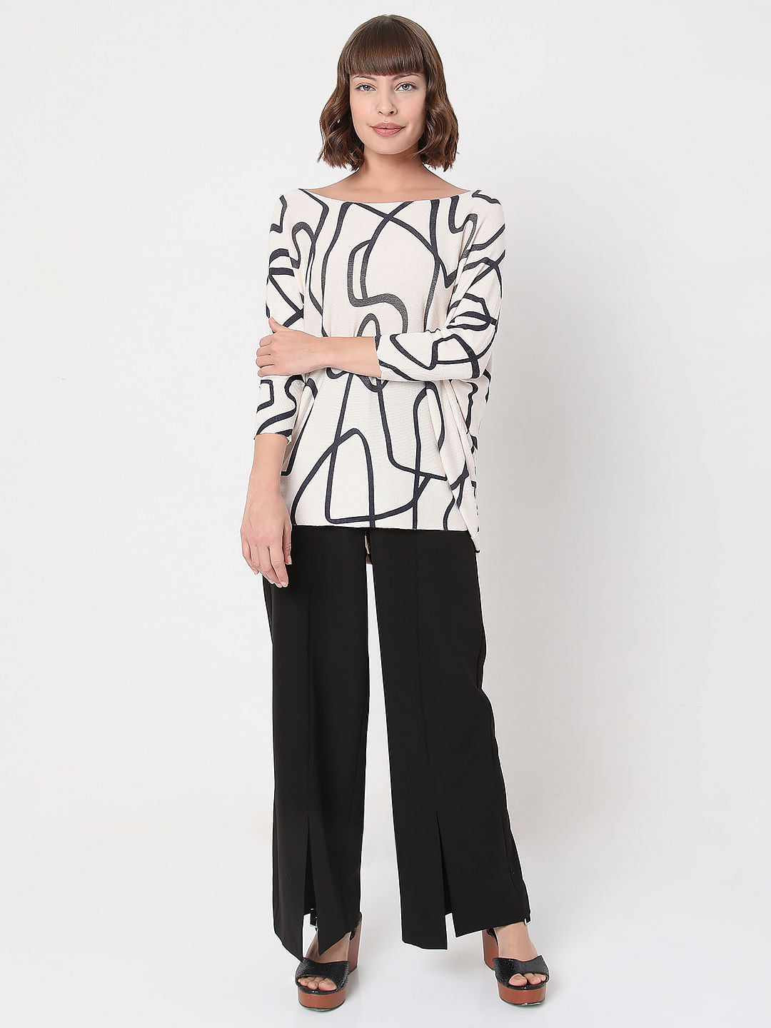 Light Pink Abstract Print Top
