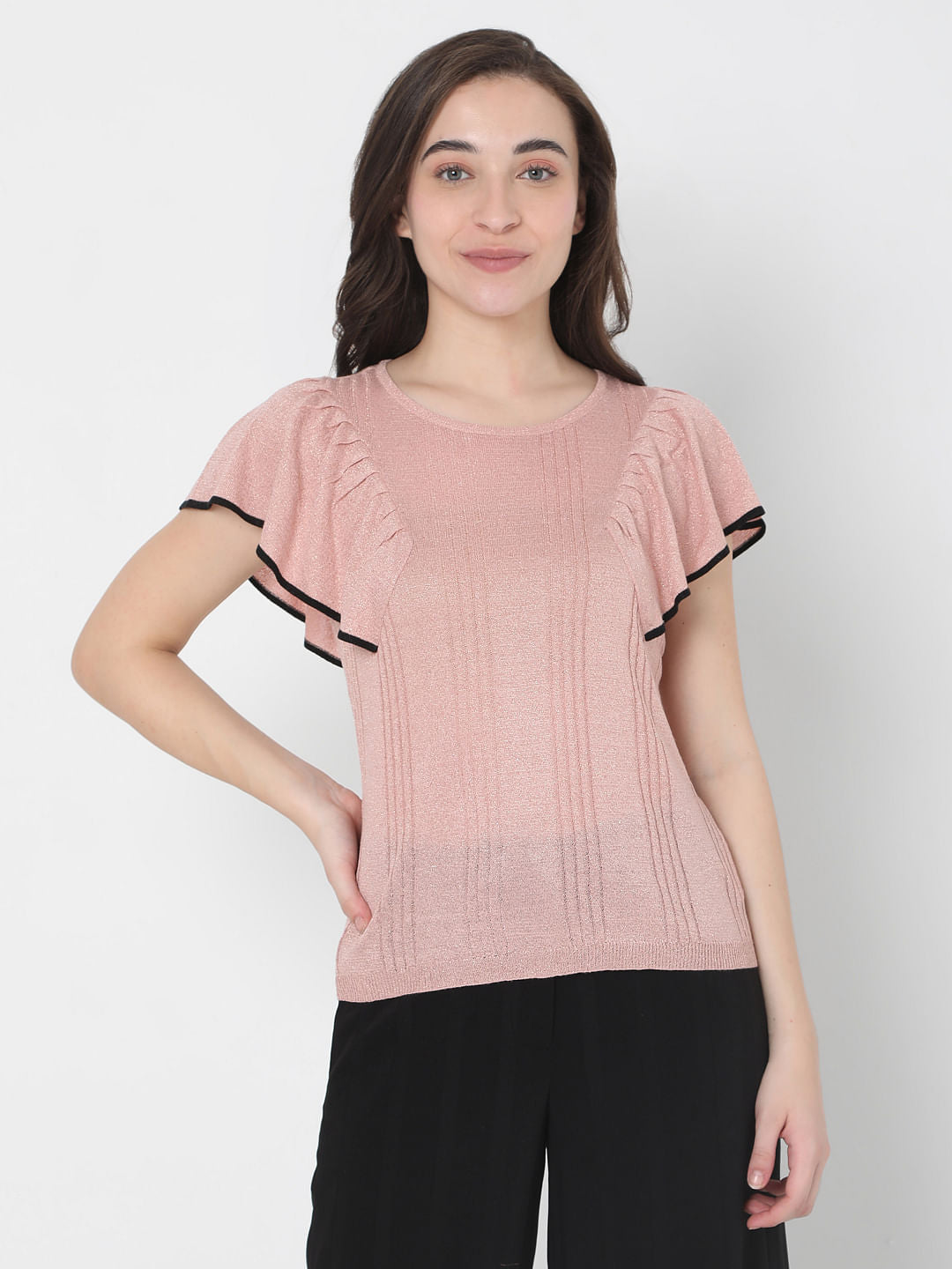 Pink Ruffle Sleeve Top