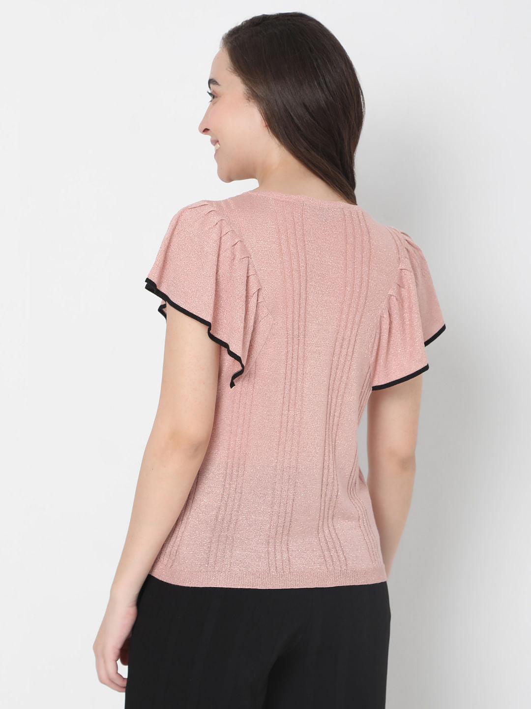 Pink Ruffle Sleeve Top