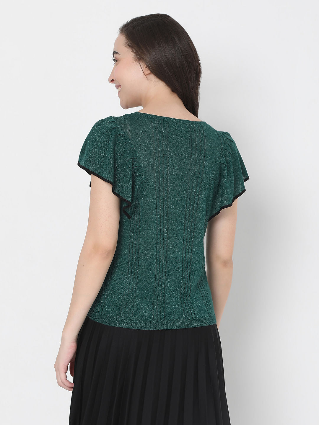 Green Ruffle Sleeve Top