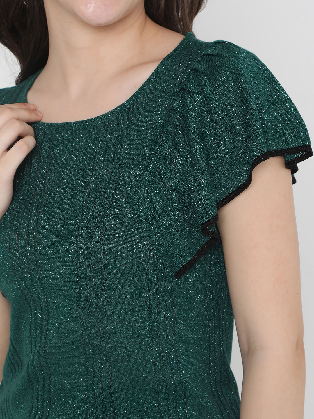 Green Ruffle Sleeve Top