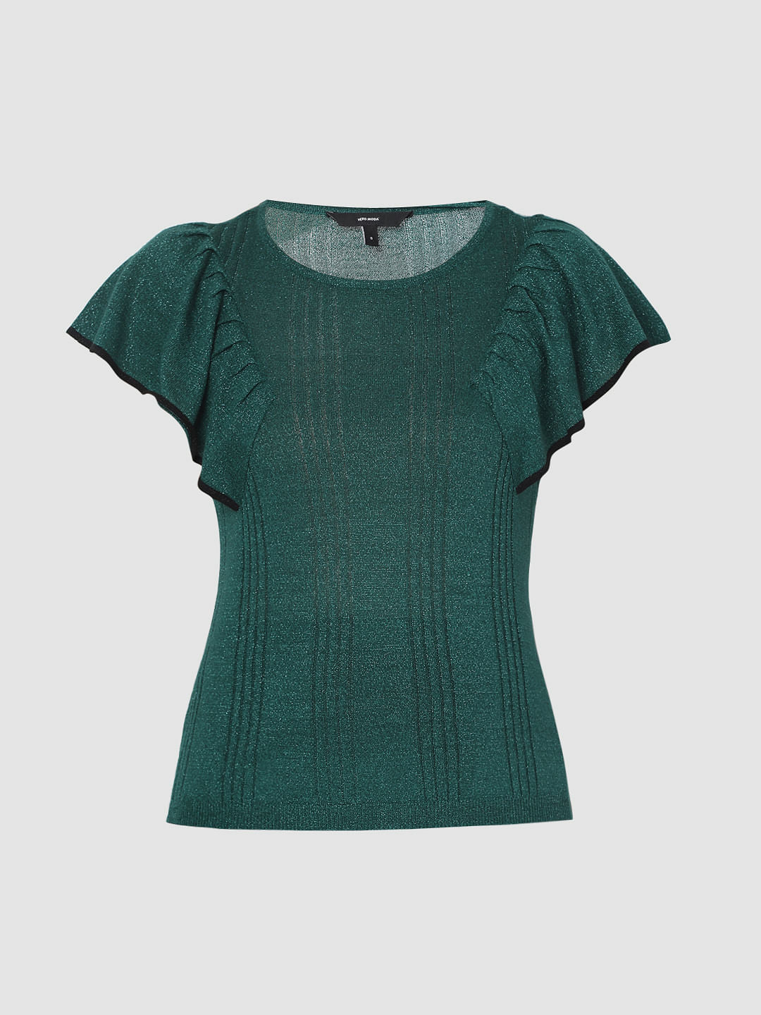 Green Ruffle Sleeve Top