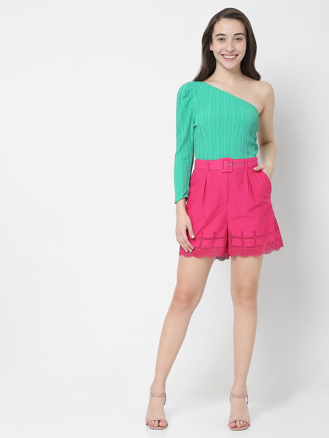 Pink Schiffli Shorts