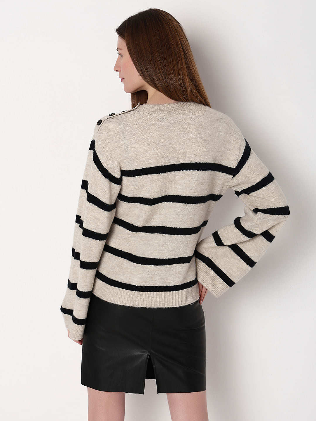 Beige Striped Pullover