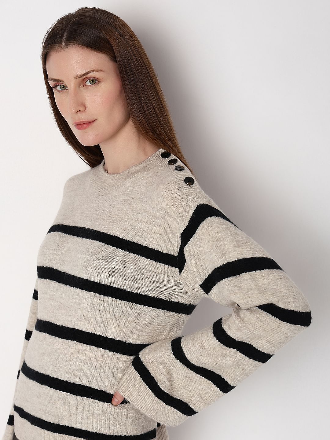 Beige Striped Pullover