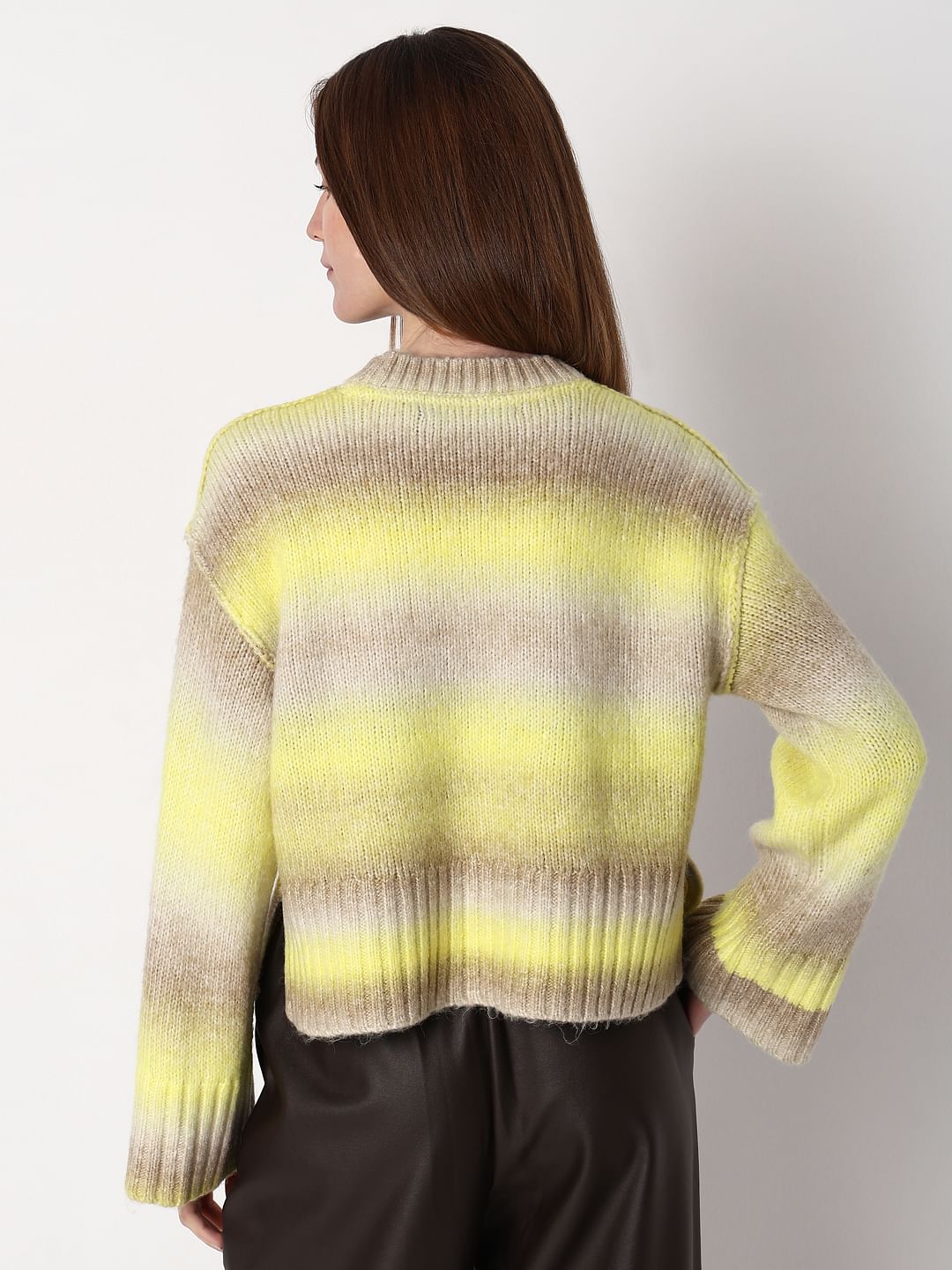 Neon Green Colourblocked Ombre Pullover