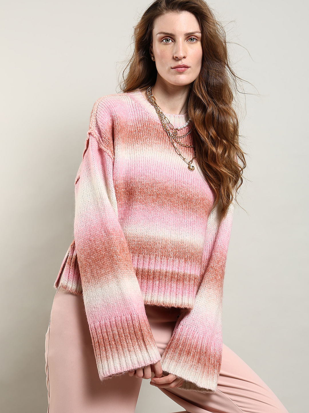 Neon Green Colourblocked Ombre Pullover