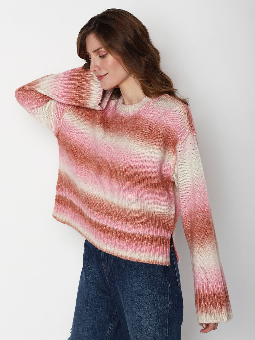 Neon Green Colourblocked Ombre Pullover