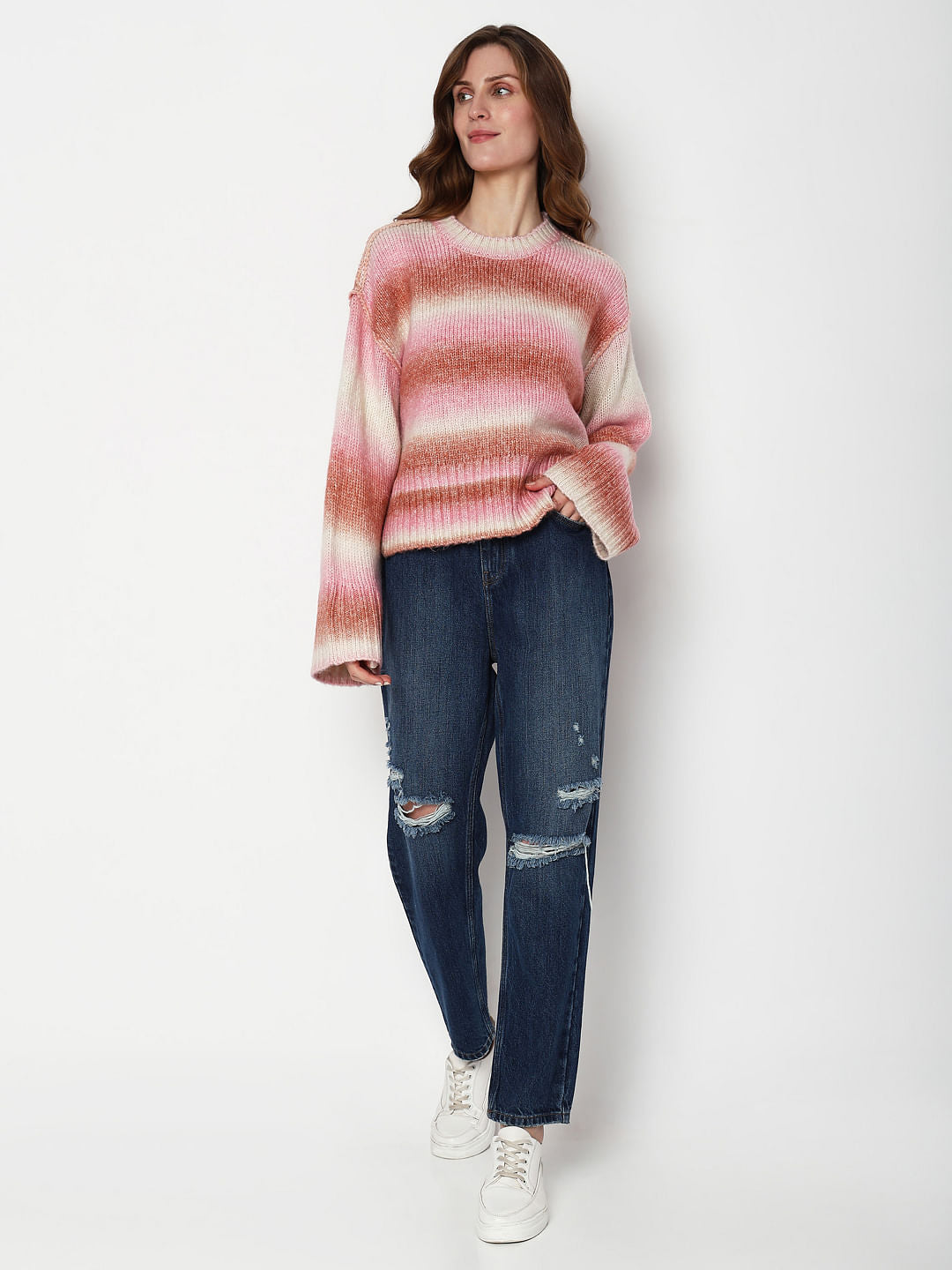 Neon Green Colourblocked Ombre Pullover